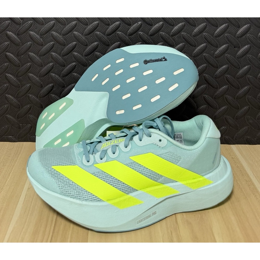 Adidas Adizero Evo SL Running Shoes Aqua Lucid Lemon JS4452 Womens Size 5.5 NEW
